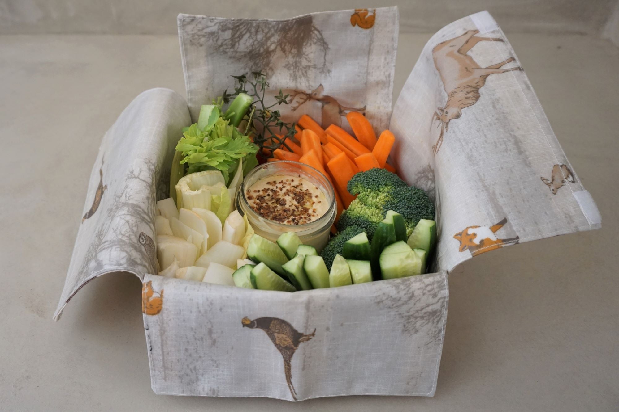 Lunch box bicolore en coton enduit marine étoile - Vertbaudet